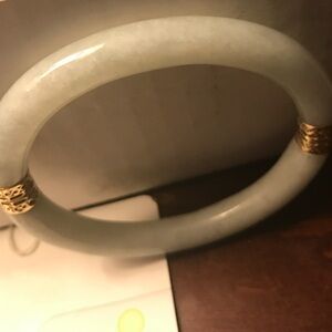 14k gold natural genuine  jade bangle